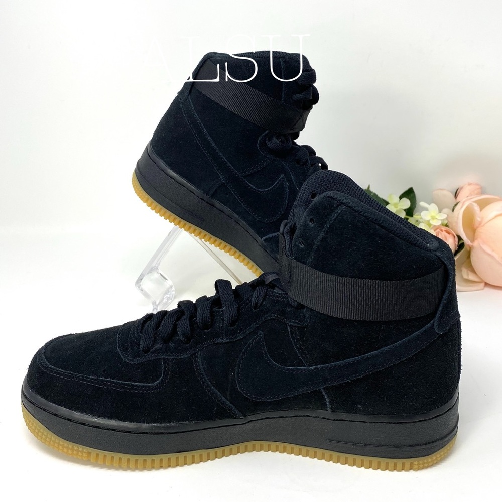 Nike Air Force 1 High Top LV8 GS Suede Black k/W - Picture 5 of 7